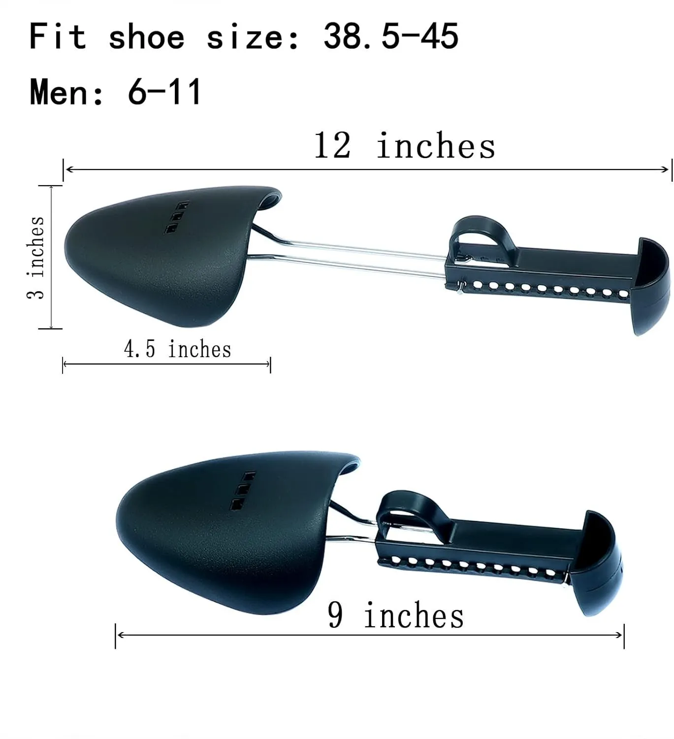 2 Pairs Plastic Shoe Tree Stretcher Shaper for Men (Black)