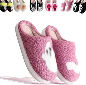 2024 New Halloween Cookie Slippers, Women's Men's Fuzzy Memory Foam Slippers Cozy Plush Spooky Slippers for Winter