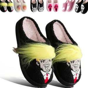 2024 New Halloween Cookie Slippers, Women's Men's Fuzzy Memory Foam Slippers Cozy Plush Spooky Slippers for Winter