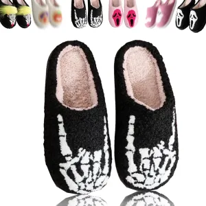 2024 New Halloween Cookie Slippers, Women's Men's Fuzzy Memory Foam Slippers Cozy Plush Spooky Slippers for Winter