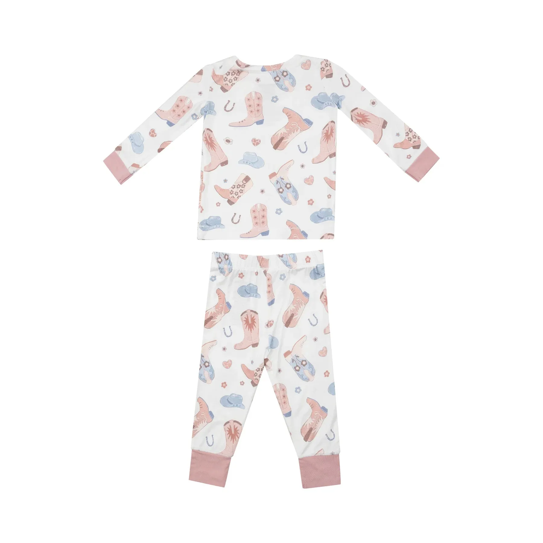 2yrs Cowboy Boots on Pink Long Sleeve Lounge Wear Pajama Set