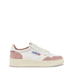 Autry Womens Medalist Low Trainers White Goatskin / Pink Suede