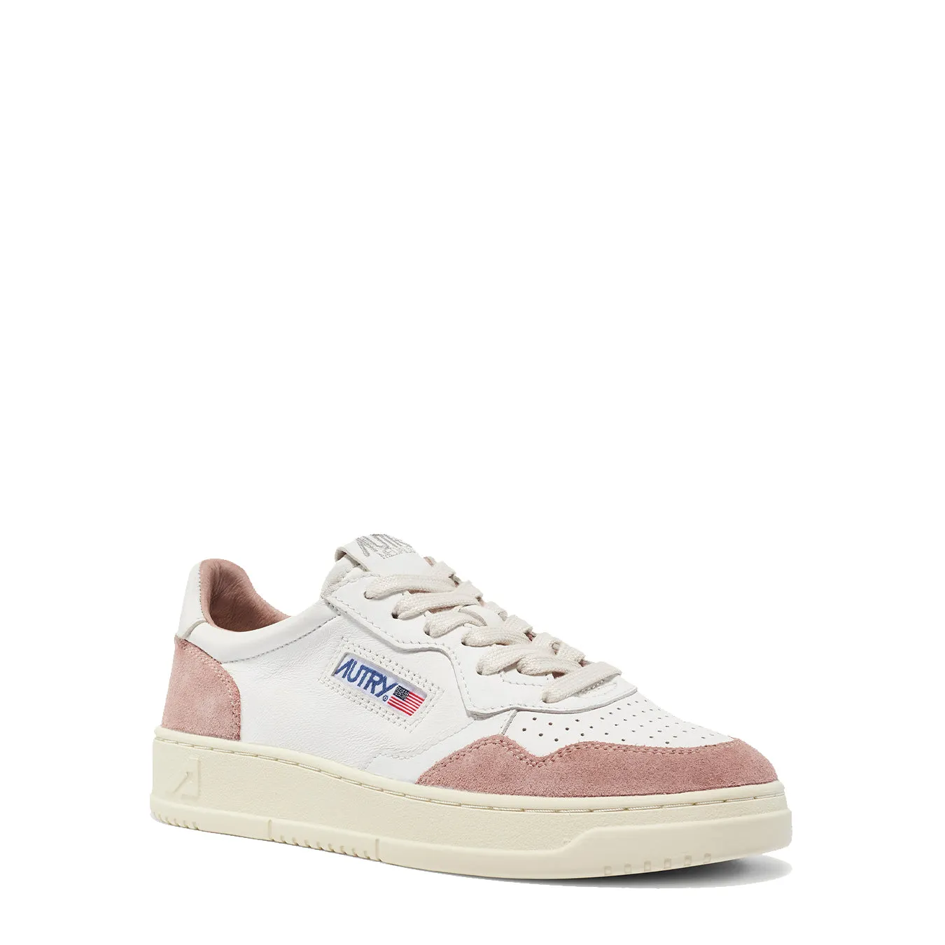 Autry Womens Medalist Low Trainers White Goatskin / Pink Suede