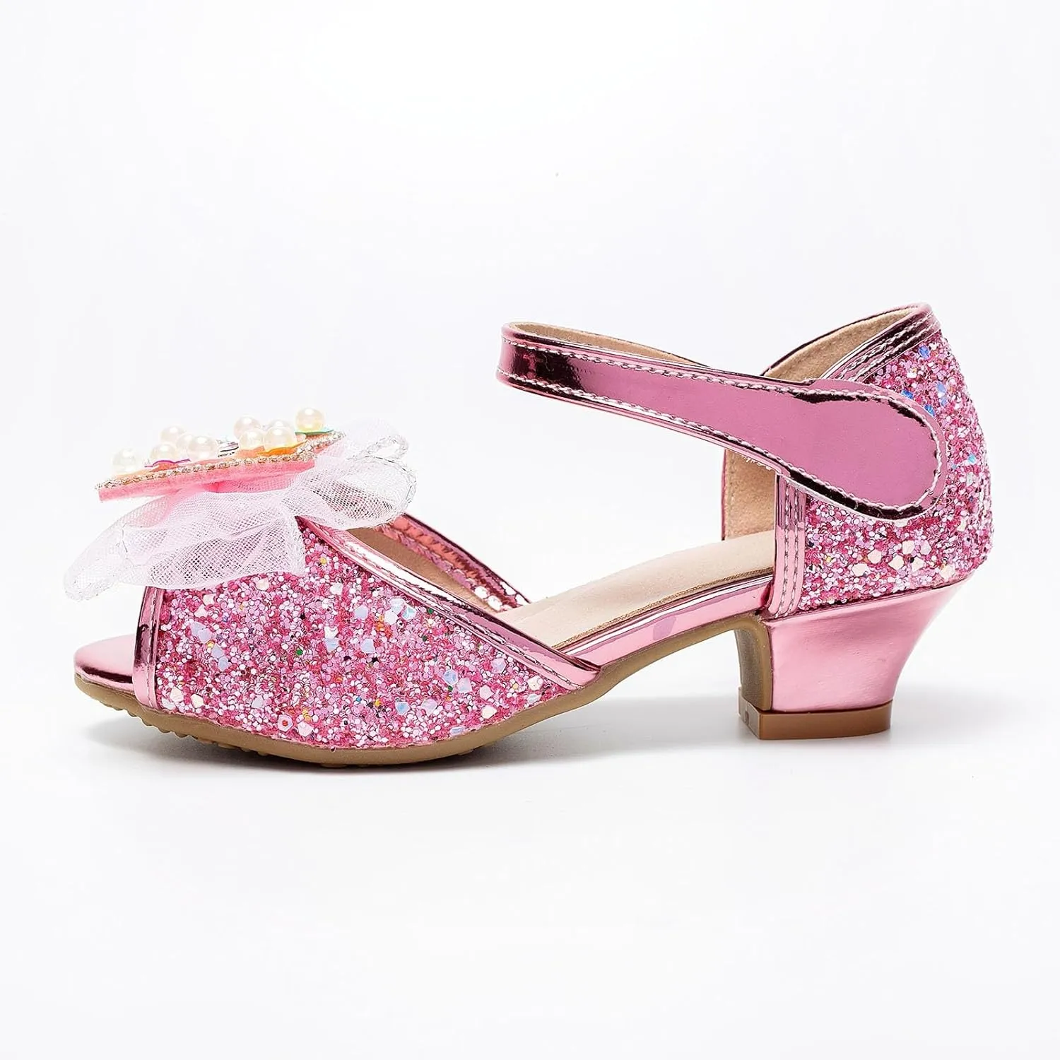 Bowknot Shoes for Little Girls Performance Sequined Dress High Heels Children's Fish Mouth Hollow Sandals Girls Samdals