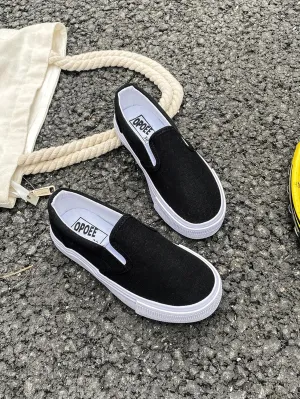 Boys' and Girls' Children's Canvas Shoes, Low Cut Slip-on Sneakers Shoes, Start School Season White Shoes, Fashion Toddler Little Kid Big Kid Skateboarding Shoes
