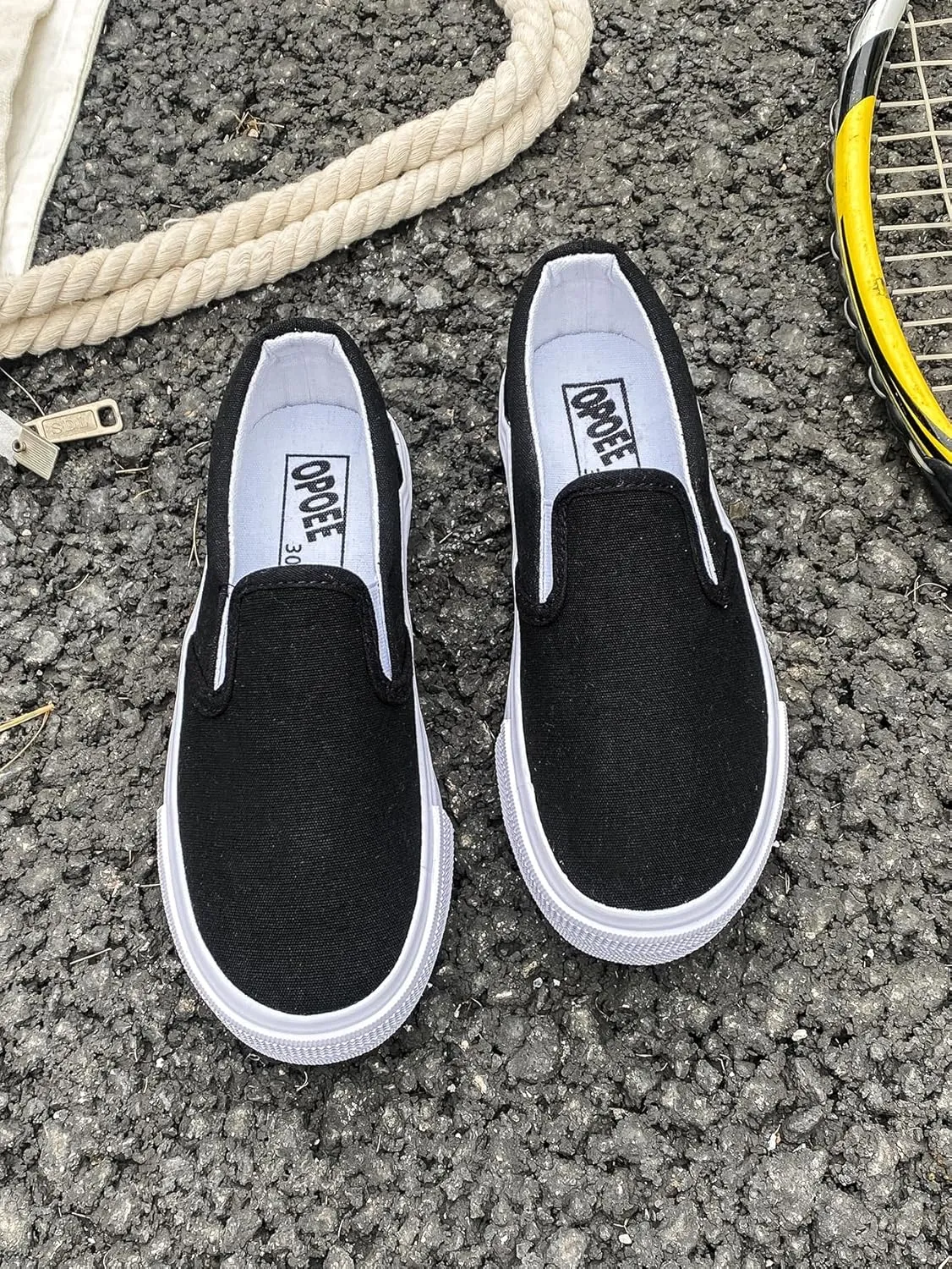 Boys' and Girls' Children's Canvas Shoes, Low Cut Slip-on Sneakers Shoes, Start School Season White Shoes, Fashion Toddler Little Kid Big Kid Skateboarding Shoes