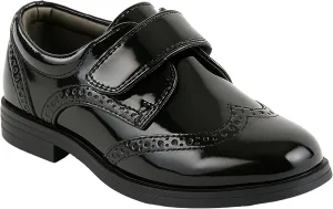 Boys Patent Synthetic Leather Dress Black Shoes Strap Brogue Formal Wedding Pageboy Footwear Size US Little Kid 11.5 - EU 29