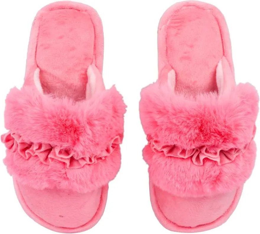 Brauch Women's Pink Fur Floral Winter Slippers…