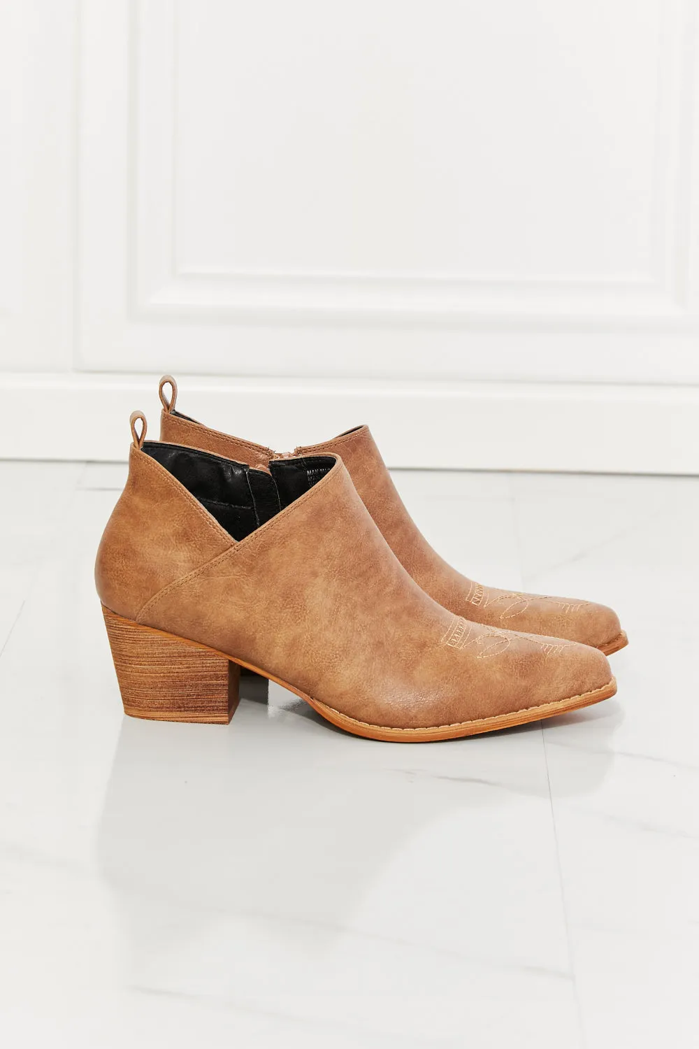 Caramel Embroidered Crossover Cowgirl Bootie