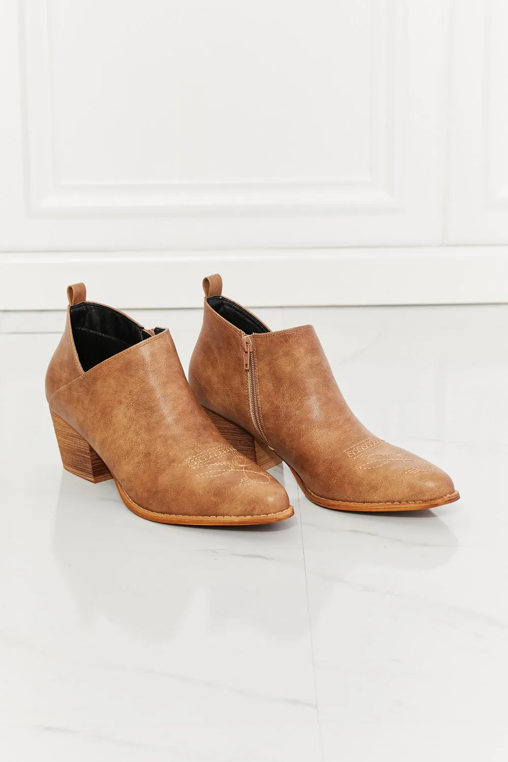 Caramel Embroidered Crossover Cowgirl Bootie