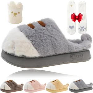 Cat Paw Slippers, 2025 New Cat Paw Slippers for Women, Cat Foot Slippers, Cat Paws Slippers, Warm Cozy Fuzzy Christmas Cat's Paw Slippers