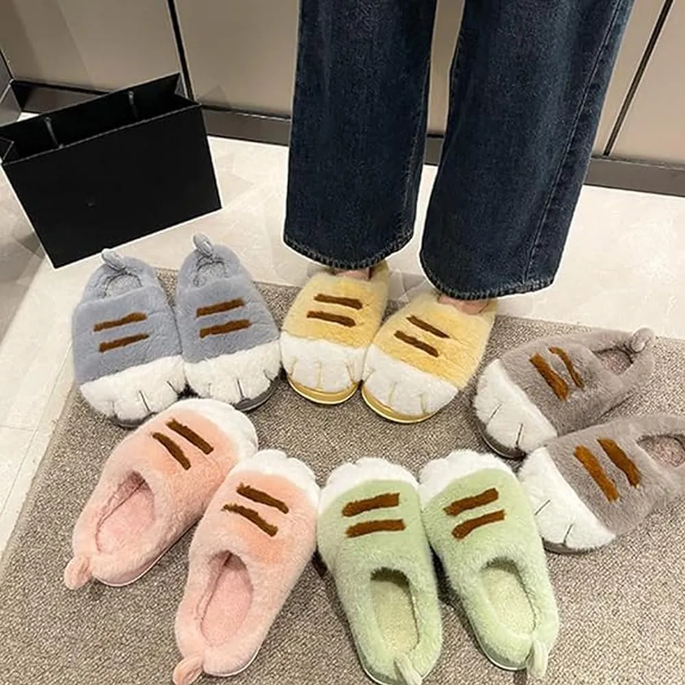 Cat Paw Slippers, 2025 New Cat Paw Slippers for Women, Cat Foot Slippers, Cat Paws Slippers, Warm Cozy Fuzzy Christmas Cat's Paw Slippers