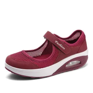 Chicvane Cut Out Fish Mesh Ultralight Velcro Closure Sneakers