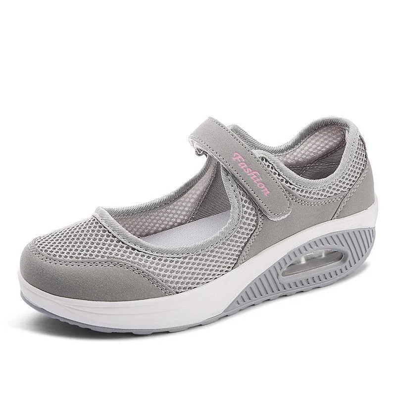 Chicvane Cut Out Fish Mesh Ultralight Velcro Closure Sneakers