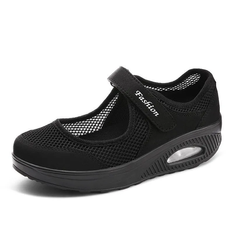 Chicvane Cut Out Fish Mesh Ultralight Velcro Closure Sneakers