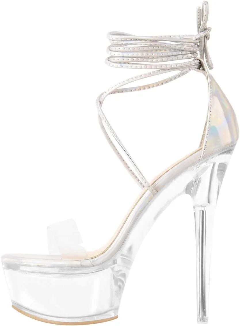 Clear Platform Sexy Heels Lace-up Stiletto Heel