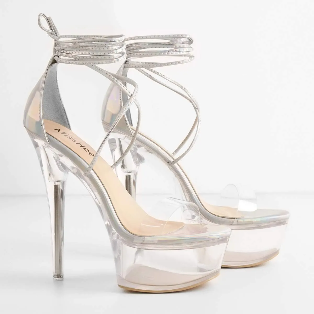 Clear Platform Sexy Heels Lace-up Stiletto Heel