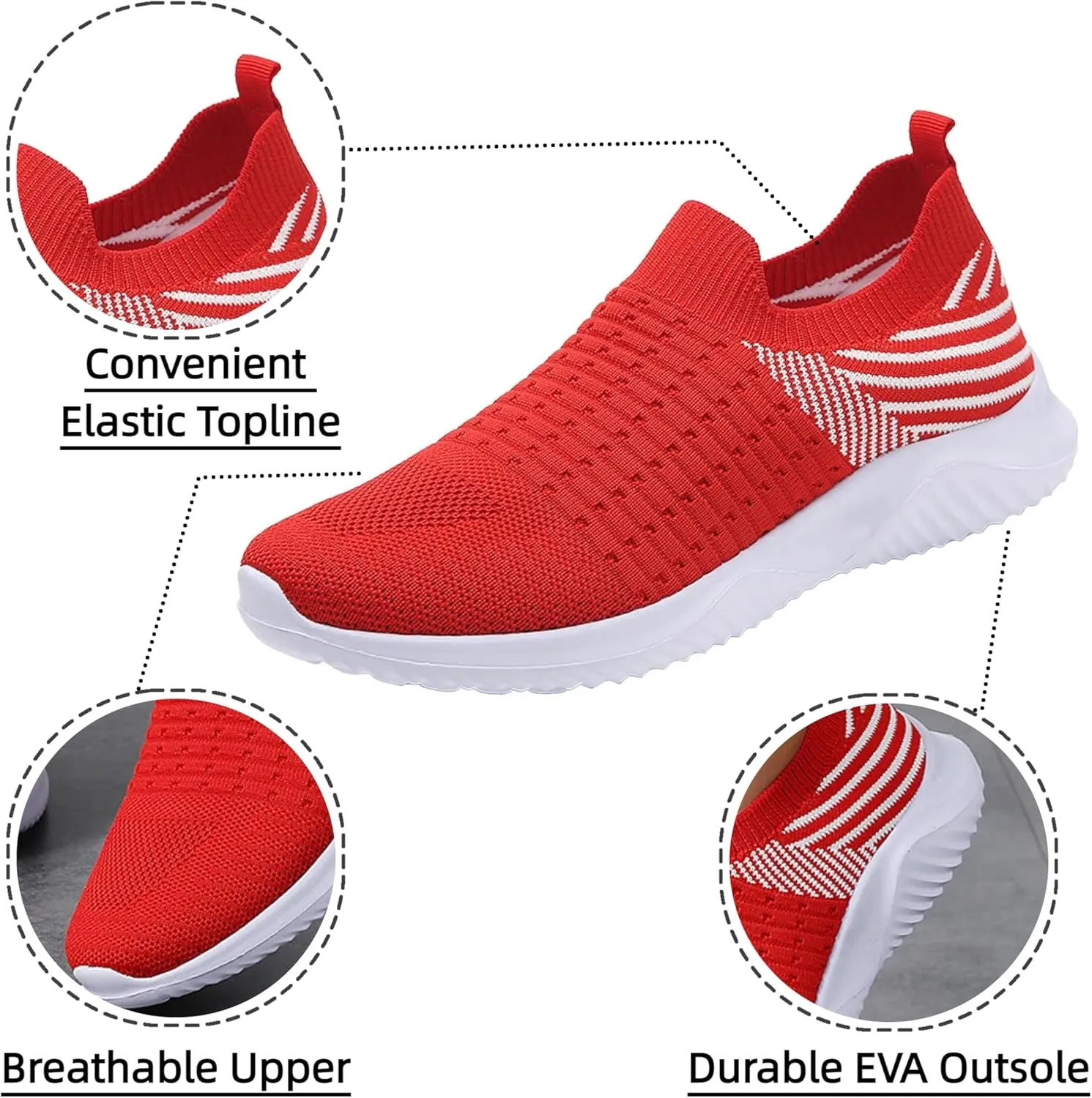 Comfortwear Shoes for Women Slip On Breathable Mesh Running Shoes with Arch Support Comfortable Soft Sole Non-Slip Sneakers