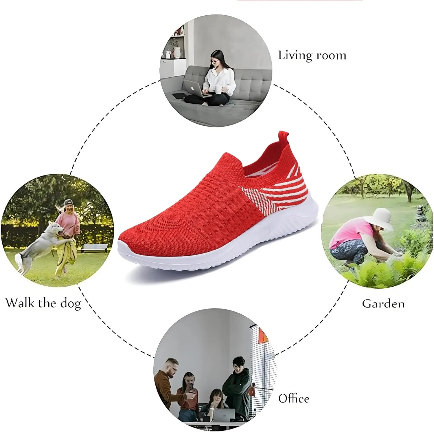 Comfortwear Shoes for Women Slip On Breathable Mesh Running Shoes with Arch Support Comfortable Soft Sole Non-Slip Sneakers