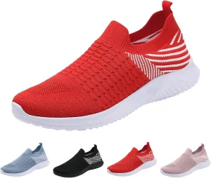 Comfortwear Shoes for Women Slip On Breathable Mesh Running Shoes with Arch Support Comfortable Soft Sole Non-Slip Sneakers