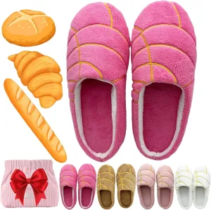 Concha Pantuflas Slippers for Women Conchas Mexican Pan Dulce Slippers Winter Warm Fluffy Plush Bread Slipper with Bag