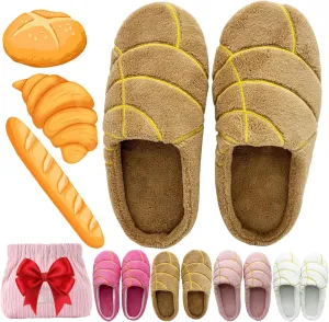 Concha Pantuflas Slippers for Women Conchas Mexican Pan Dulce Slippers Winter Warm Fluffy Plush Bread Slipper with Bag