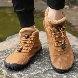 Crzidha Hiking Boots for Women Men Winter Snow Warm Fleece Winter Lined Waterproof Wide Toe Box Barefoot Shoe Outdoor Trail Trekking Pull On Ankle Boots with Elastic Cord Buckle Ultra Soft Non Slip Sole