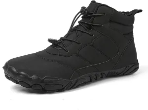 Crzidha Hiking Boots for Women Men Winter Snow Warm Fleece Winter Lined Waterproof Wide Toe Box Barefoot Shoe Outdoor Trail Trekking Pull On Ankle Boots with Elastic Cord Buckle Ultra Soft Non Slip Sole