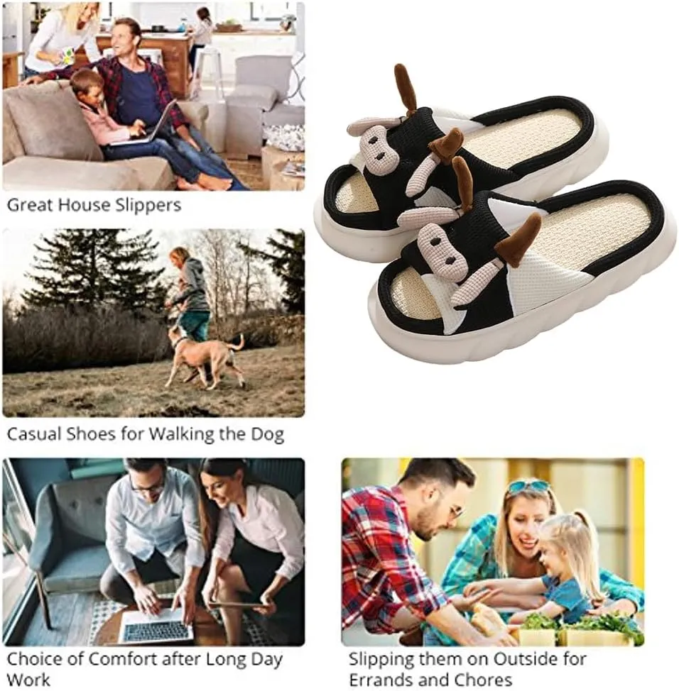 Cute Animal Slippers 3D Cartoon Slippers for Womens Mens Warm Fuzzy Slippers Funny House Slippers Sheep Dogs Cat Pigs Cow Slippers for Indoor Outdoor