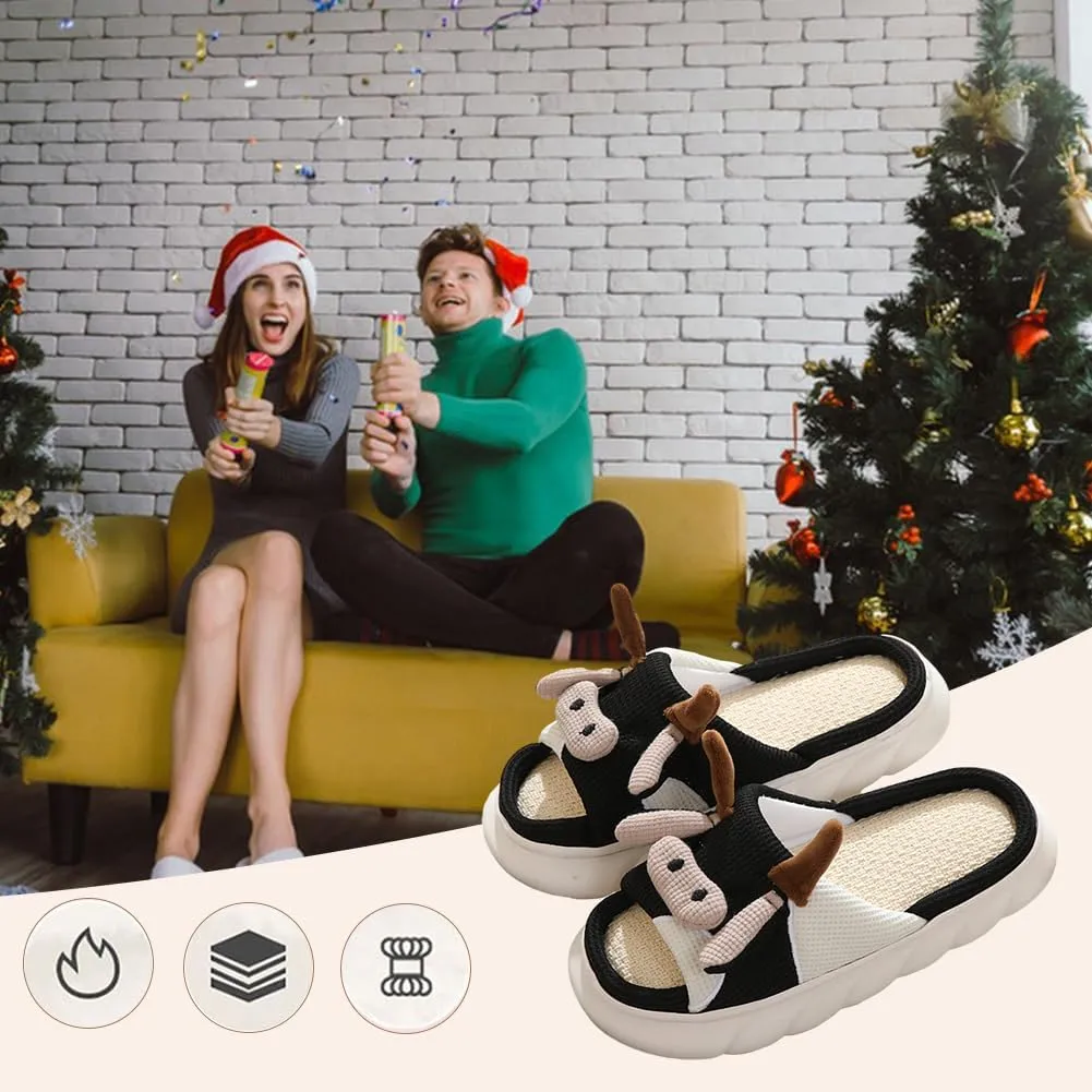 Cute Animal Slippers 3D Cartoon Slippers for Womens Mens Warm Fuzzy Slippers Funny House Slippers Sheep Dogs Cat Pigs Cow Slippers for Indoor Outdoor