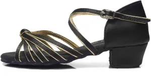 DKZSYIM Women&Girls Satin Latin Dance Shoes Low Heel Ballroom Salsa Tango Professional Performance Practice Dancing Shoes,Model 203