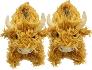 Doefo Highland Cow Slippers - Fuzzy Scottish Animal Indoor Slippers for Kids & Adults