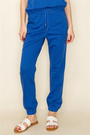 Elastic Waist & Cuff Pants Blue