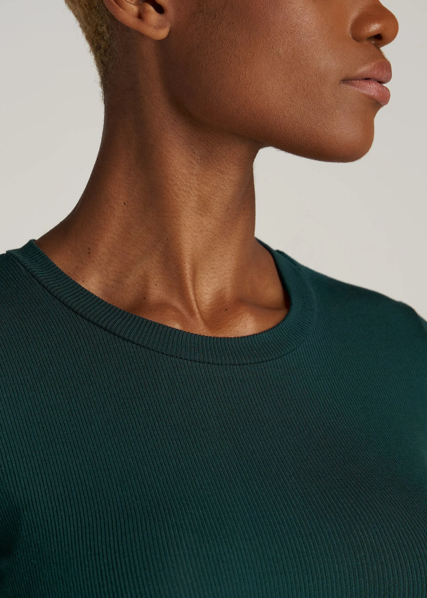 FITTED Ribbed Long Sleeve Tee in Emerald - Tall Women's Shirts