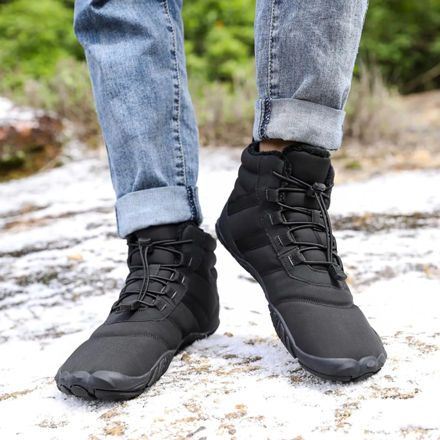 FLIOZY Winter Hiking Boots for Mens and Womens, Barefoot-Style Non-Slip Snow Boots, Waterproof Outdoor Hiking Shoes