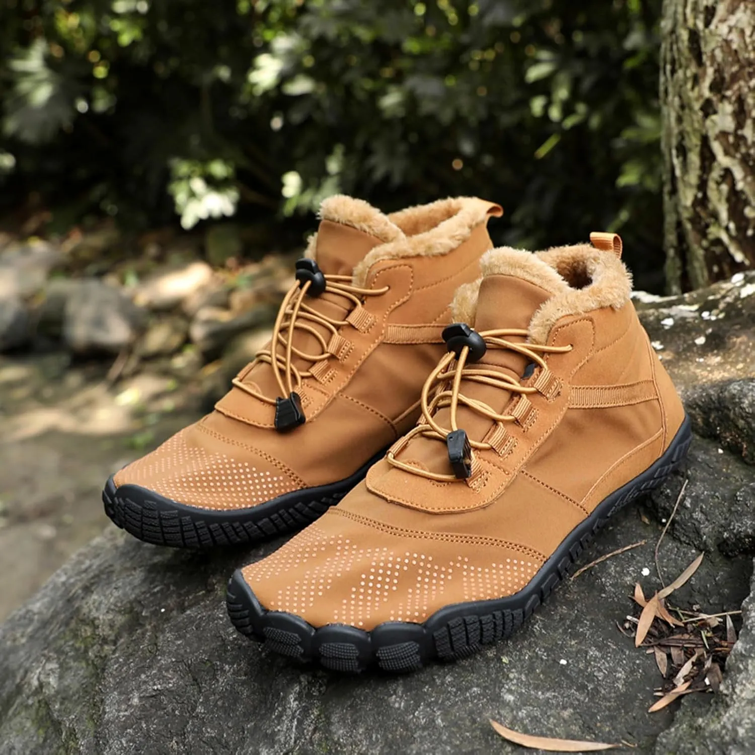 FLIOZY Winter Hiking Boots for Mens and Womens, Barefoot-Style Non-Slip Snow Boots, Waterproof Outdoor Hiking Shoes