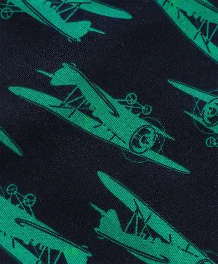 Flying Plane Printed Tshirt - Navy