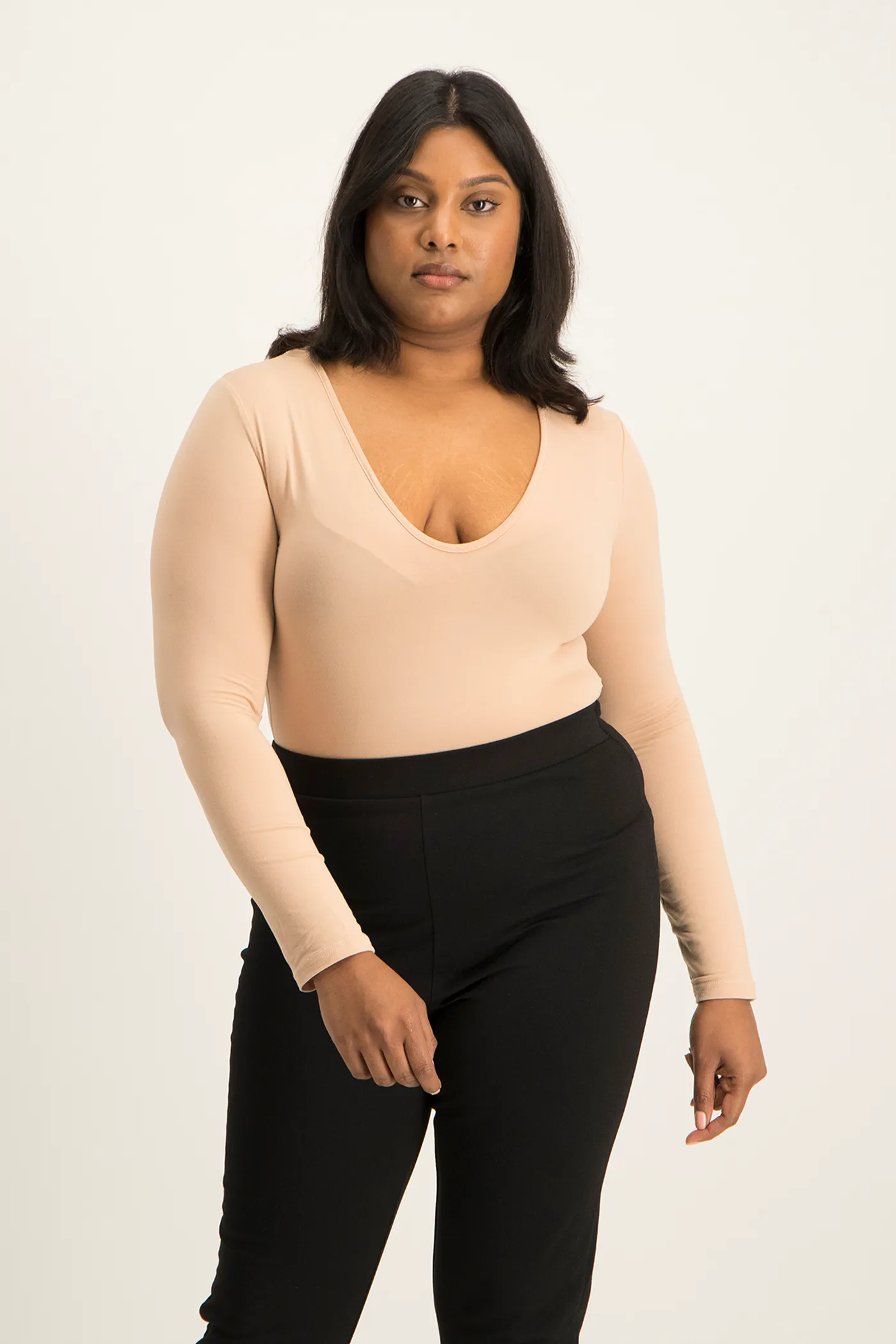 Gigi V-Neck Bodysuit - Nude