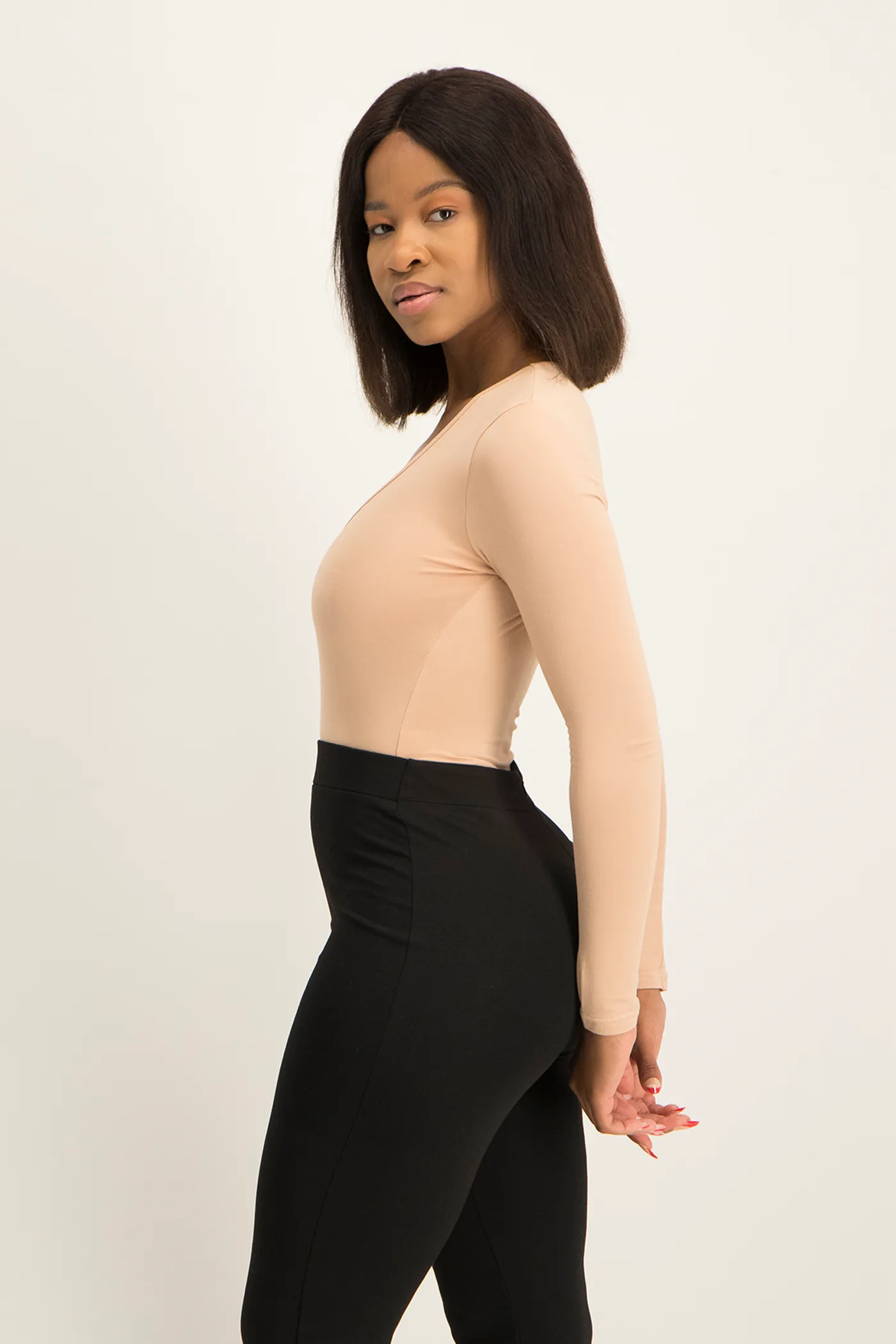 Gigi V-Neck Bodysuit - Nude
