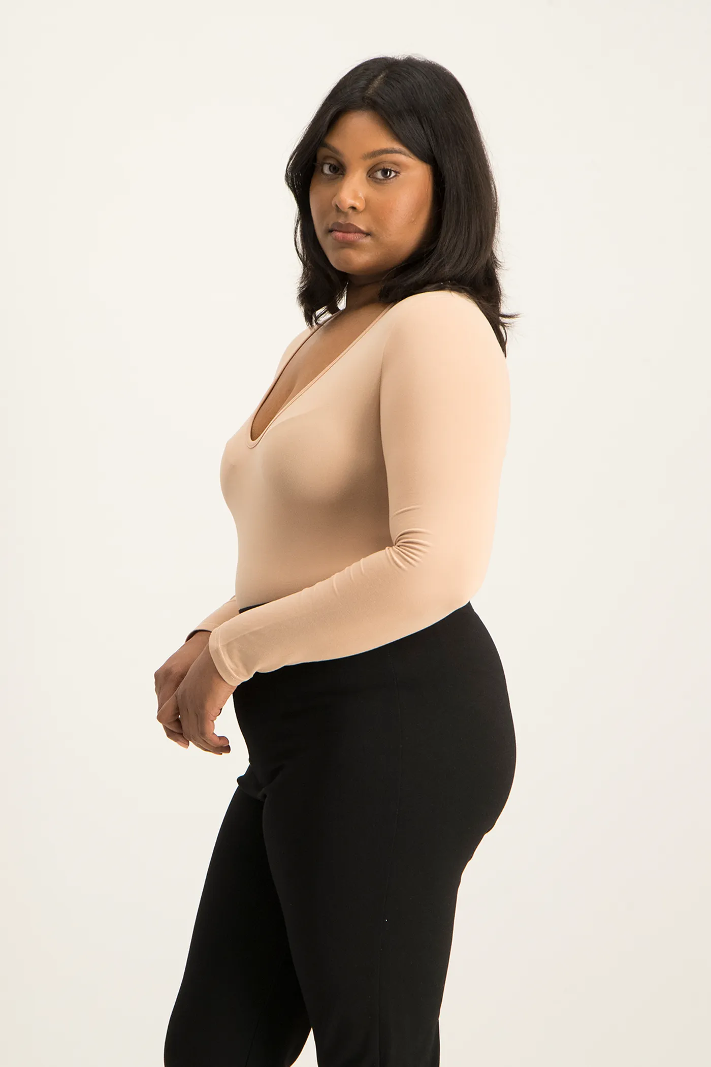Gigi V-Neck Bodysuit - Nude