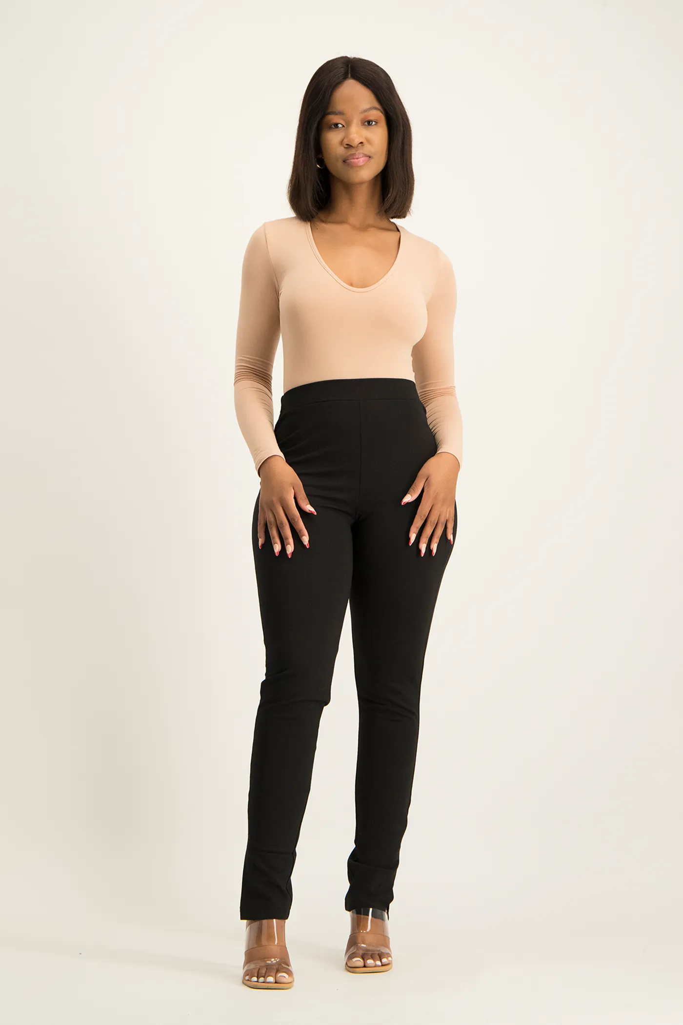 Gigi V-Neck Bodysuit - Nude