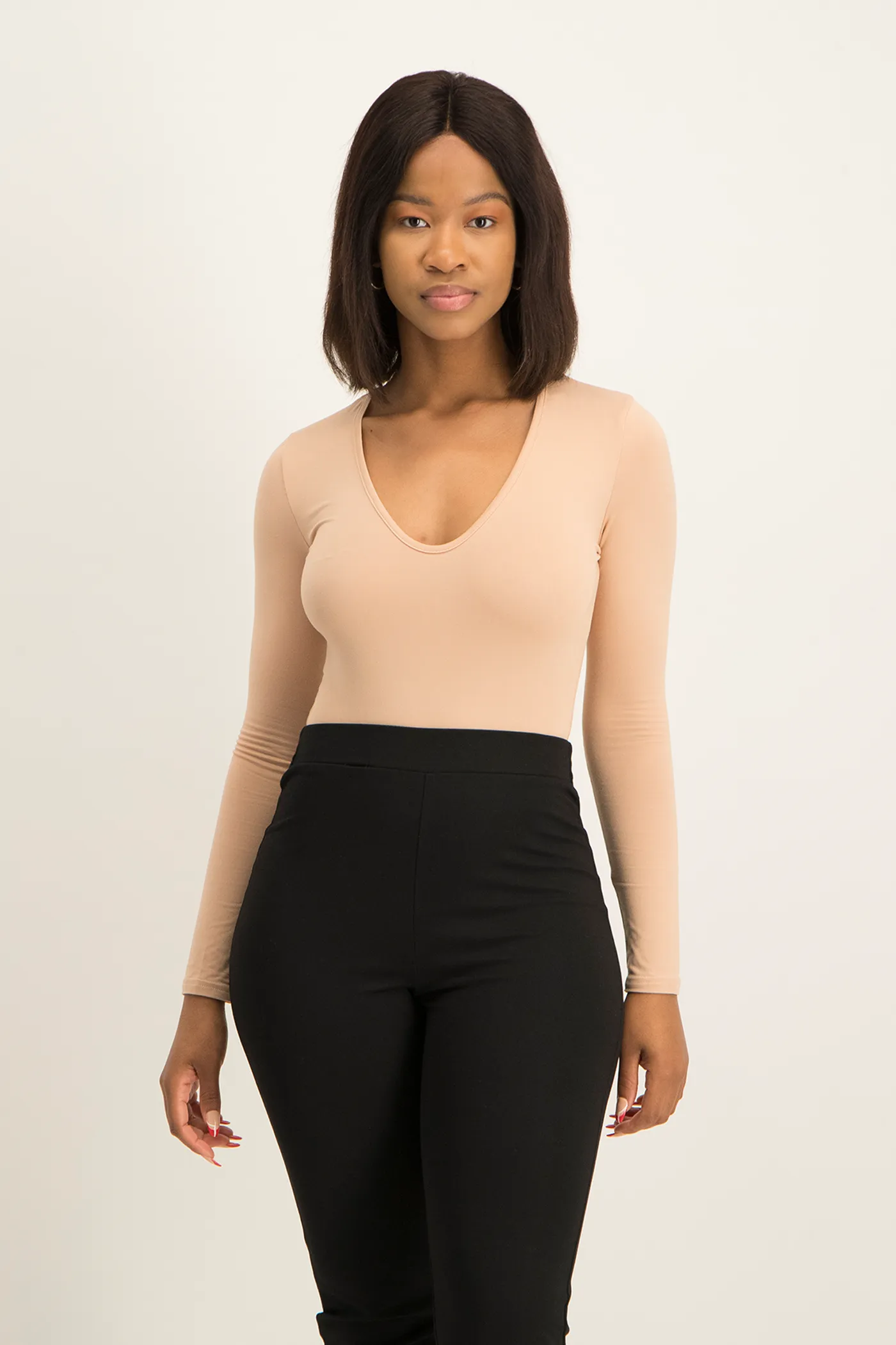 Gigi V-Neck Bodysuit - Nude