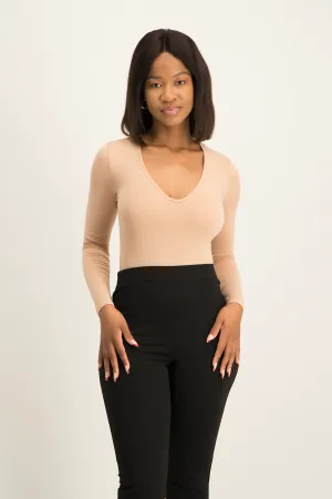 Gigi V-Neck Bodysuit - Nude