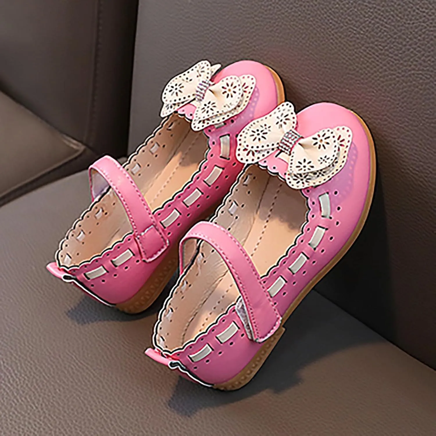 Girls Baby Shoes Bow Decorated Shoes Sandals Dancing Infant Pearl Bling Single Kids Sandals for Toddler Girl