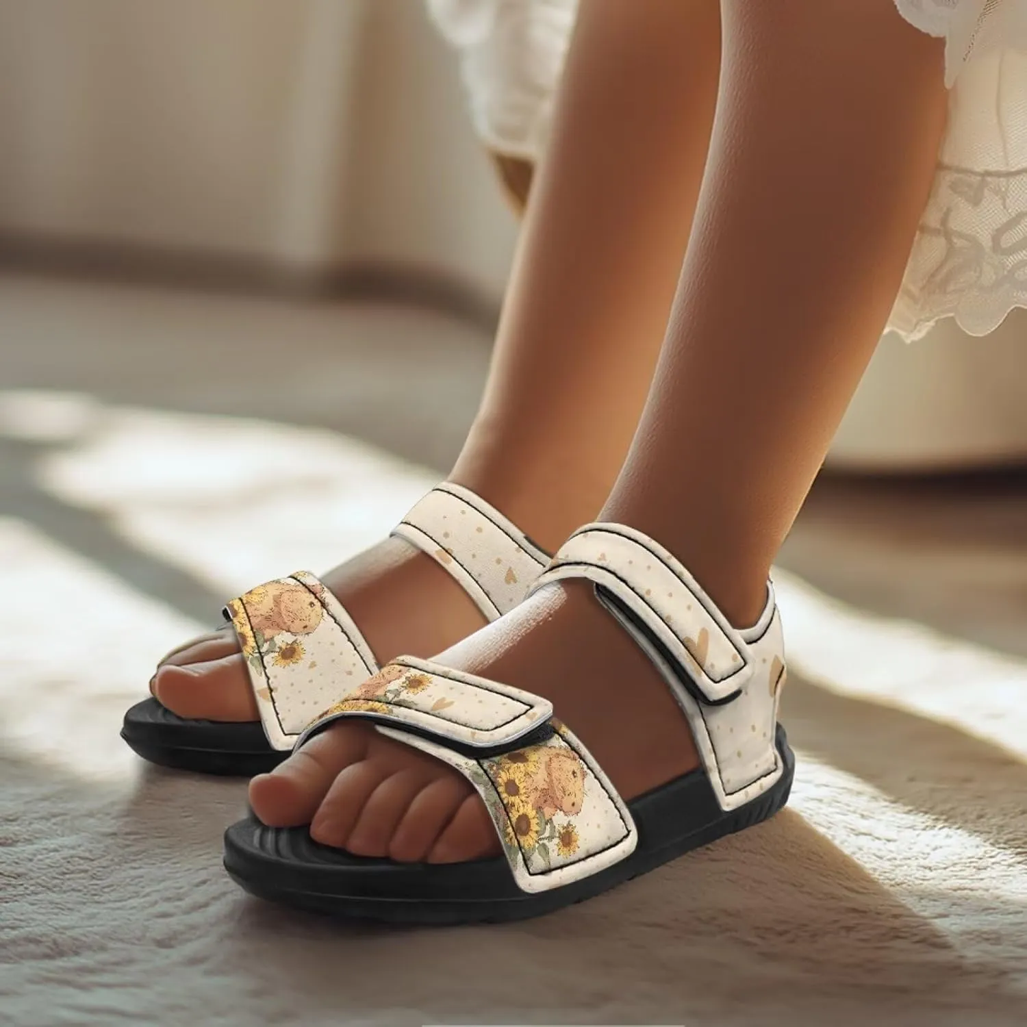 Girls Capybara Sandals Fashion Athletic Summer Sport Sandals Adjustable for Kids Toddler Cute Beach Water Shoes