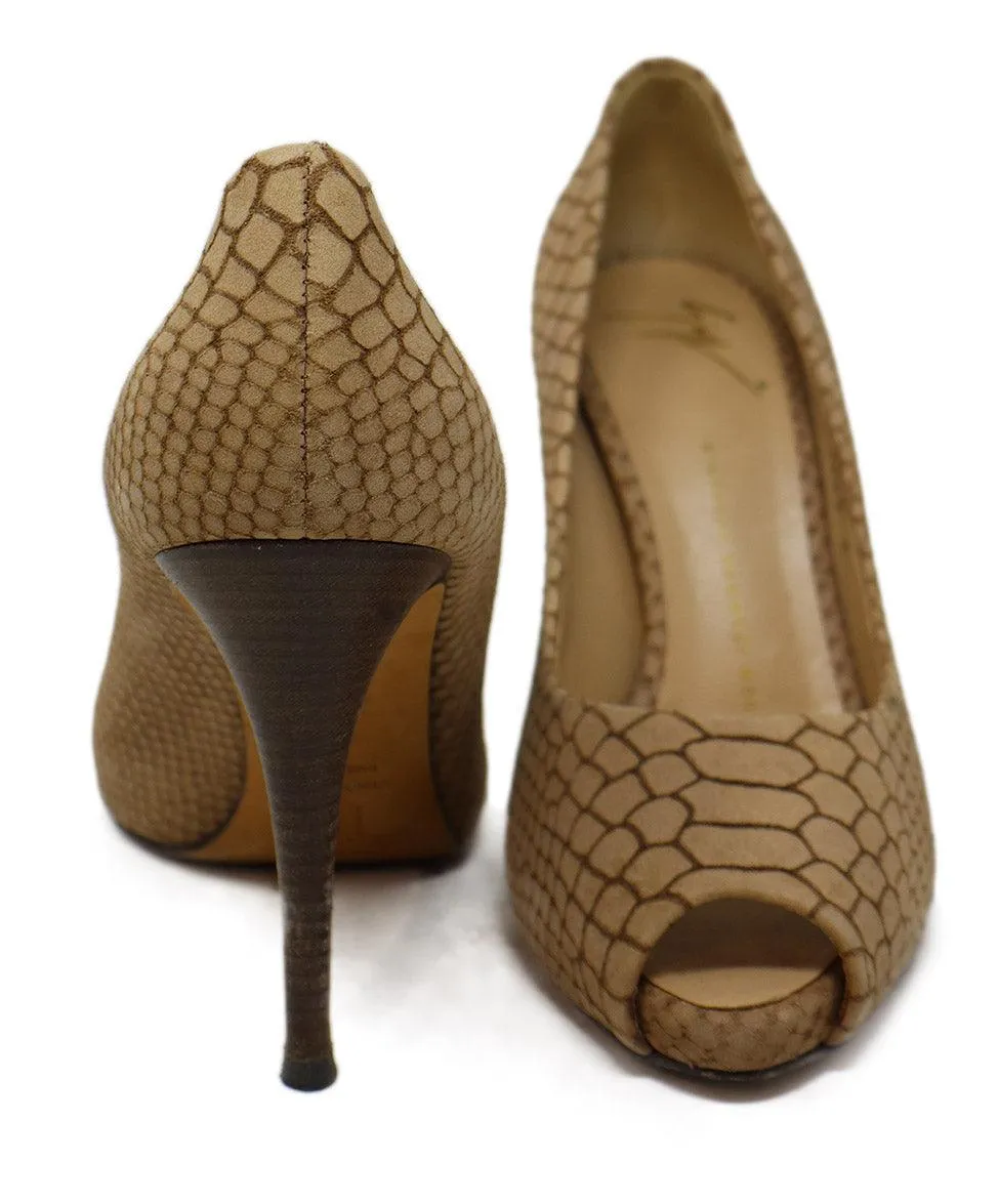 Giuseppe Zanotti Neutral Snakeskin Print Heels sz 8