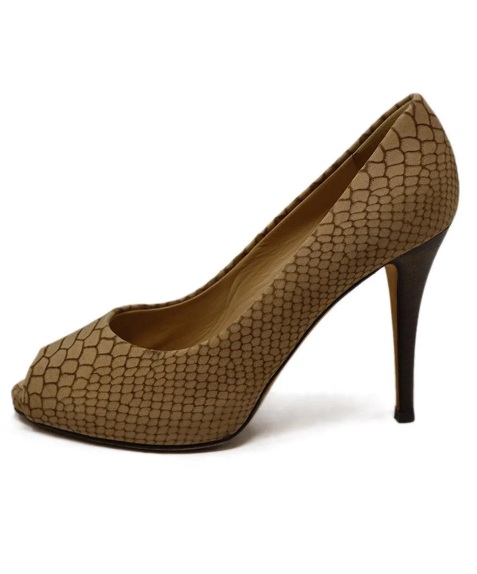 Giuseppe Zanotti Neutral Snakeskin Print Heels sz 8