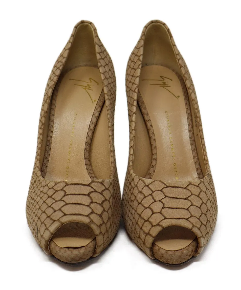 Giuseppe Zanotti Neutral Snakeskin Print Heels sz 8
