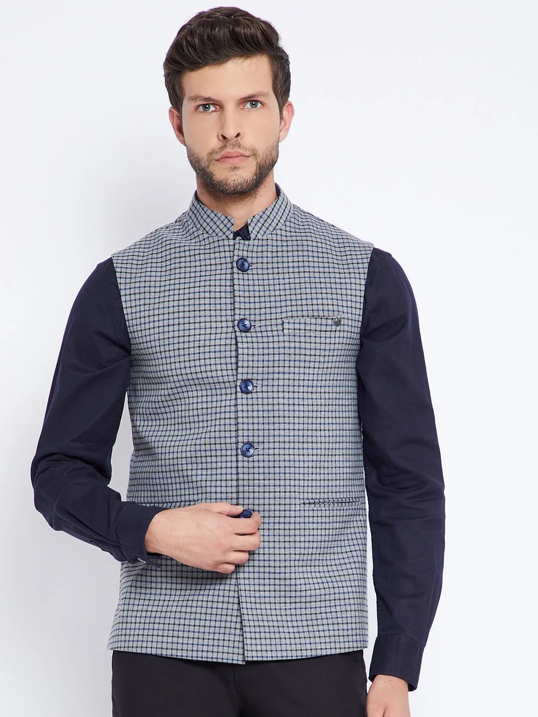 Grey Checked Waistcoat