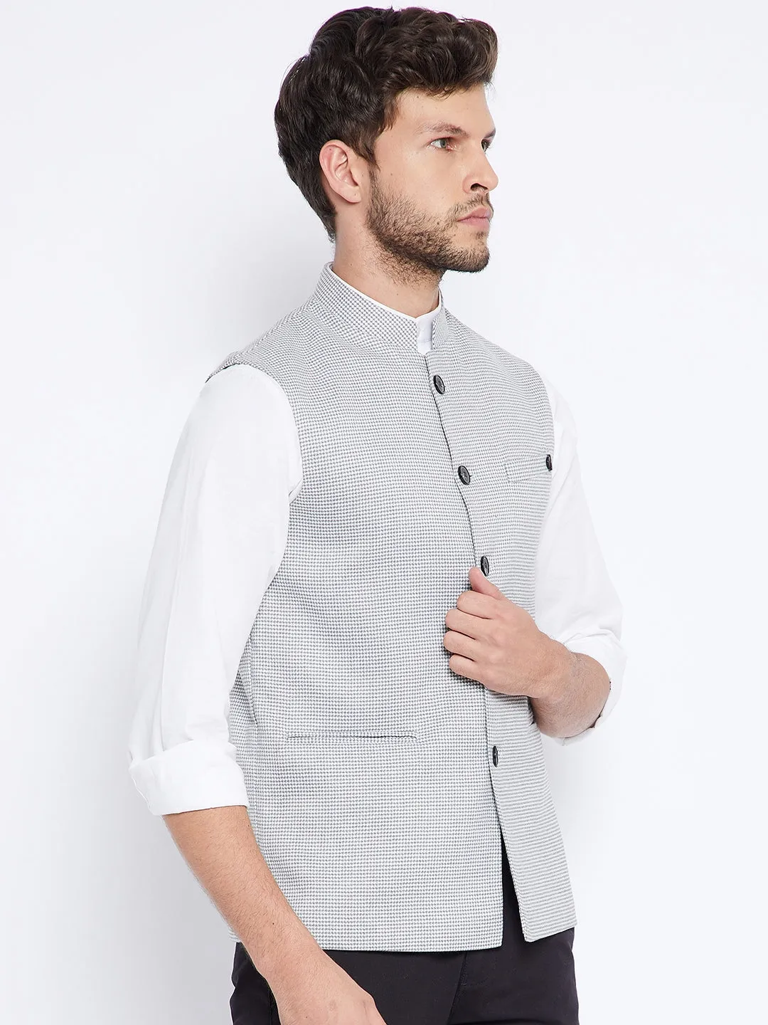 Grey Printed Waistcoat
